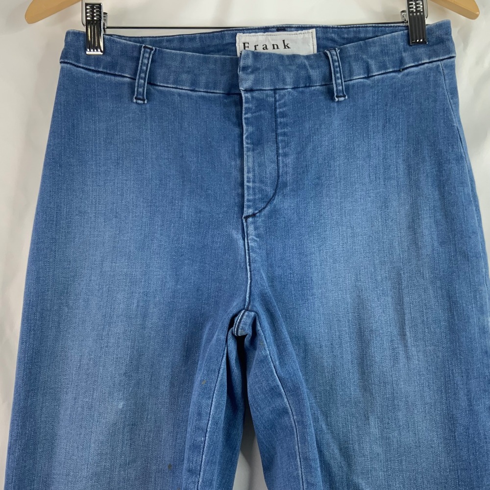 Frank & Eileen Kinsale Italian Performance Denim Blue Raw Hem Pants Size 6 - Picture 3 of 7